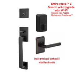 EMTEK Baden Entry Lock with Hermes Lever, USB10B Finish