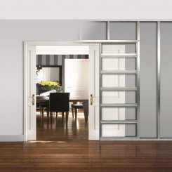 Eclisse Classic Sliding Pocket Door System, Double Door, For Openings Between Rooms
