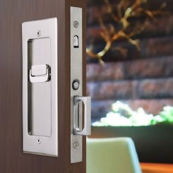 Emtek 2113 - 2116 Modern Rectangular Pocket Door Mortise Lock - All Functions, Brass