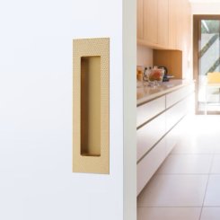 Emtek #222307 Modern Rectangular Knurled with Plain Pocket Flush Pull, Unlacquered Brass (US3NL)