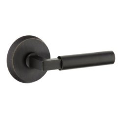 Emtek Bryce Lever, Sandcast Bronze Leverset, Passage, #1 Rosette, Flat Black Bronze (FB)