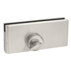 Assa Abloy PFD-100 Bottom Glass Door Patch Lock with 1" (5-Pin) Cylinder And Thumbturn, Clear Anodized Aluminum (US28) Finish