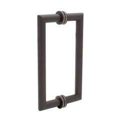FHC 8" Mitered Round Series Back-To-Back Shower Door Handles, Satin Nickel (US15) Finished