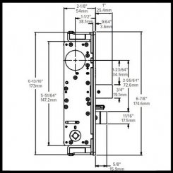 Adams Rite Deadlock 2190-00 Dual Force®, Interconnected Deadbolt/Deadlatch, No Handle, For Narrow Stile Aluminum Doors