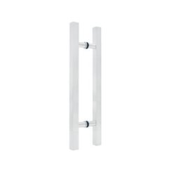 FHC 12" Square Ladder Back-To-Back 8" Center-To-Center Shower Door Handles, Satin Nickel (US15) Finished