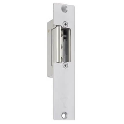 MUL-T-LOCK Adjustable Electric Strike Fail Secure, Faceplate 1-1/4 x 5-7/8, Off Center, Stainless Steel, 8-16V AC/DC