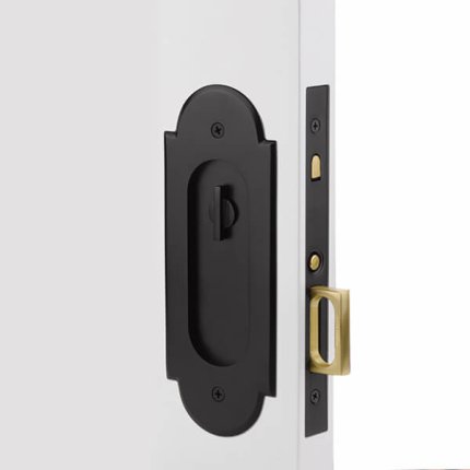 Emtek 2043 - 2046 #8 Classic Arched Pocket Door Mortise Lock - All Functions, Brass