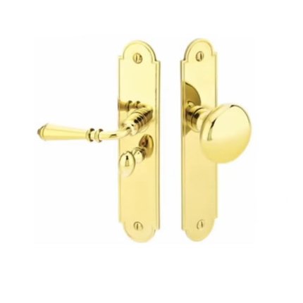 Emtek Solid Brass Screen Door Lock - Arch Style Polished Brass - Lifetime (US3) Finished