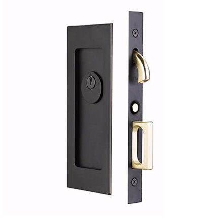 Emtek 2113 - 2116 Modern Rectangular Pocket Door Mortise Lock - All Functions, Brass
