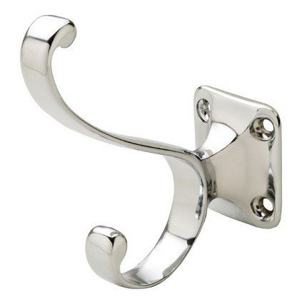 Hafele Hat & Coat Double Hook, 1-1/4" x 3-1/16" x 3-9/16"