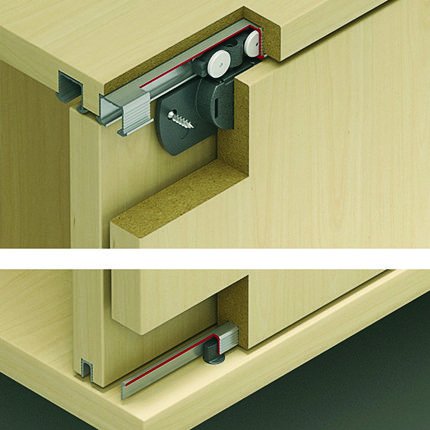 Hafele EKU Clipo 16H Inslide Sliding Hardware, For Inset By-Pass Doors, 35 LB Doors