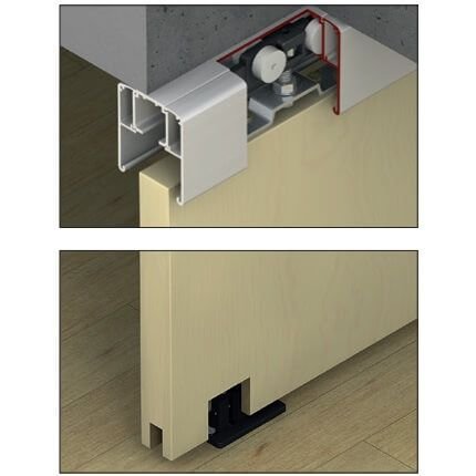 Hafele Slido Classic 50-P to 120-P Hardware Set, Wood Doors up to 265 Lbs, With Double Soft Close, Surface Mounted - NOT ACTIVE
