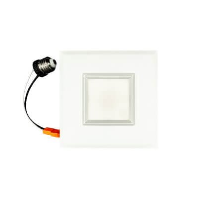 Topaz 4" Performance LED Recessed Retrofit Downlight, 7 Watt, CCT Selectable, 90 CRI, Square Baffle Trim