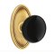 Emtek Ebony Door Knob, Porcelain, Passage, Oval Rosette, French Antique (US7) Finish