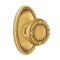 Emtek Ribbon & Reed Door Knob, Designer Brass, Oval Rosette, French Antique (US7) Finish