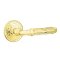 Emtek Ribbon & Reed Door Handle, Designer Brass, Lancaster Rosette, Unlacquered Brass (US3NL) Finish