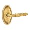 Emtek Ribbon & Reed Door Handle, Designer Brass, Oval Rosette, French Antique (US7) Finish