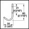 Hafele Aluminum Coat Hook, 11/16" x 1-3/8" x 2-7/16"  Specs