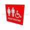 Rockwood ADA Tactile Sign with Braille, Unisex Restroom and Handicap Accessible in Red Plastic finish