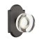 Emtek Modern Disc Glass Sandcast Bronze Knobset, #1 Rosette in Flat Black Bronze (FB) Finish