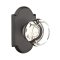 Emtek Georgetown Glass Knob, Sandcast Bronze Door Knob, #1 Rosette, Flat Black Bronze (FB)