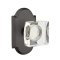 Emtek Modern Square Glass Knob, Sandcast Bronze Door Knob, #1 Rosette, Flat Black Bronze (FB)