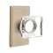 Emtek Modern Square Glass Knob, Sandcast Bronze Door Knob, #3 Rosette, Unlacquered Brass Tumbled White Bronze (TWB)