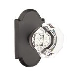 Emtek Old Town Glass Knob, Sandcast Bronze Door Knob, Passage, #1 Rosette, Flat Black Bronze (FB)