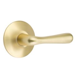 Emtek Basel Door Handle, Modern Designer Brass, Passage, Modern Rosette, Satin Brass (US4) Finish