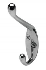 Hafele Coat Hook, 11/16" x 2-3/16" x 3-9/16"
