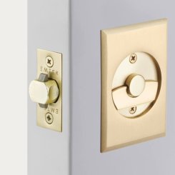 Emtek Rectangular Pocket Door Tubular Lock in Polished Brass Finish (US3)