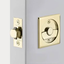 Emtek Square Pocket Door Tubular Lock in Polished Brass Finish (US3)