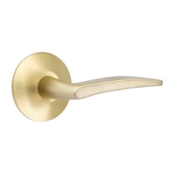 Emtek Poseidon Door Handle, Modern Classic Brass, Passage, Modern Rosette, Satin Brass (US4) Finish