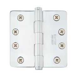 Emtek 96124 Solid Brass Hinge with 1/4" Radius, Polished Chrome
