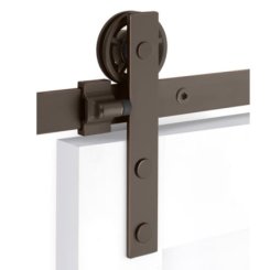Emtek Modern Rectangular Face Mount Barn Door Hanger in US10B Finish