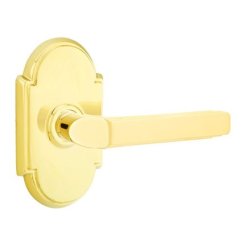 Emtek Milano Door Handle, Classic Brass, Passage, #8 Rosette, Polished Brass - Lifetime (US3) Finish