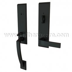 Emtek 4815BRL Contemporary Brass Apollo Tubular Entry Set with Breslin Lever