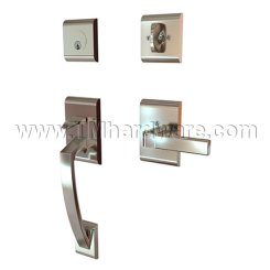 EMTEK Ares Entry Lock with Aston Lever, Satin Nickel US15 Finish