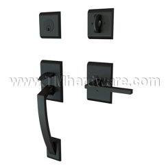 EMTEK Ares Entry Lock with Helios Lever, Flat Black US19 Finish