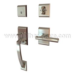 EMTEK Ares Entry Lock with T-Bar Faceted Lever, Satin Nickel US15 Finish