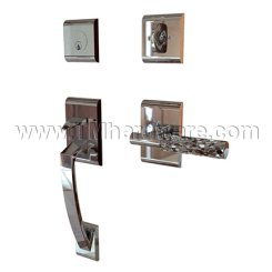 EMTEK Ares Entry Lock with T-Bar Hammered Lever, Polished Chrome US26 Finish