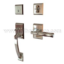 EMTEK Ares Entry Lock with T-Bar Tribeca Lever, Polished Nickel US14 Finish