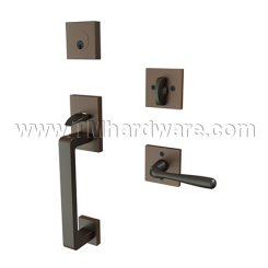 EMTEK Baden Entry Lock with Basel Lever, USB10B Finish