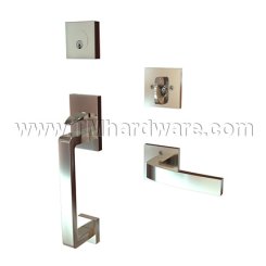 EMTEK Baden Entry Lock with Breslin Lever, Satin Nickel US15 Finish