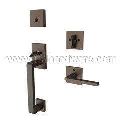 EMTEK Baden Entry Lock with Helios Lever, USB10B Finish