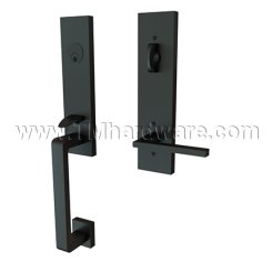 EMTEK Davos Entry Lock with Helios Lever, Flat Black US19 Finish