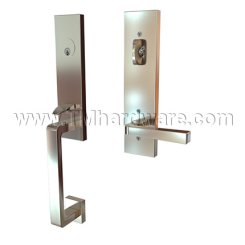 EMTEK Davos Entry Lock with Sion Lever, Satin Nickel US15 Finish