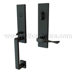 EMTEK Davos Entry Lock with Triton Lever, Flat Black US19 Finish