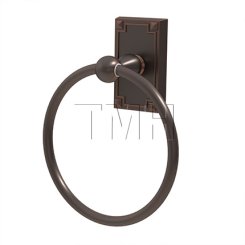 Emtek 2601 Traditional Brass Towel Ring with Arts & Craft Rosette (US10B)