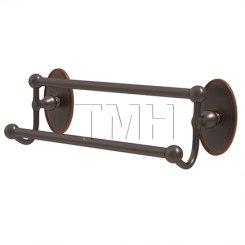 Emtek 26031 Traditional Brass Double Towel Bar with Brass Oval Rosette (US10B)